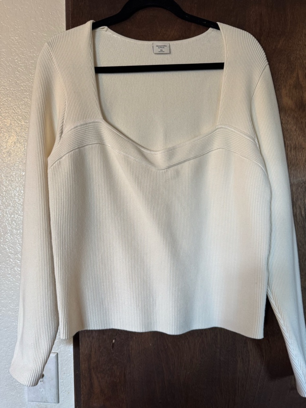 Abercrombie & Fitch Cream Ribbed Knit Top